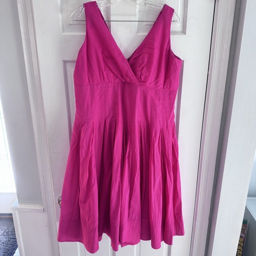 American Living Bright Fuchsia V-Neck Fit-and-Flare Dress